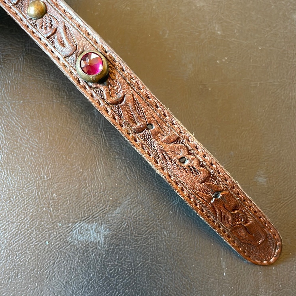Ralph Lauren studded jewel tooled leather bracelet - Picture 5 of 6